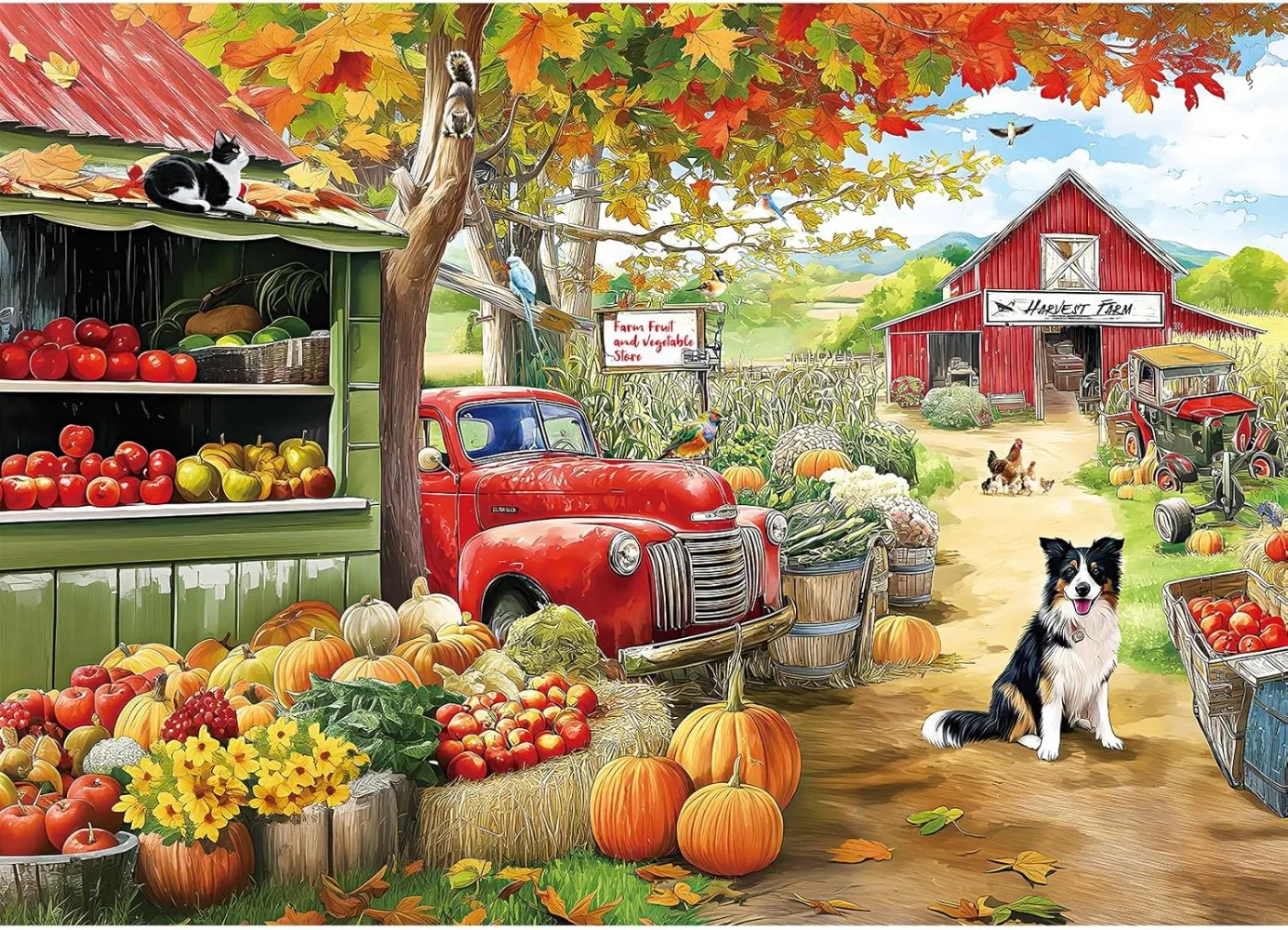 

Autumn Harvest Farm with Dog 1000/500/300/120 Piece Jigsaw Puzzle Home Decor for Adult Game Family Fun Puzzles Educational Toys