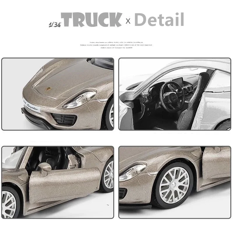 1:36 Porsche 918 Sports Car Alloy Car Model Diecast & Toy Vehicles Metal Toy Car Model High Simulation Collection Kids Toys Gift