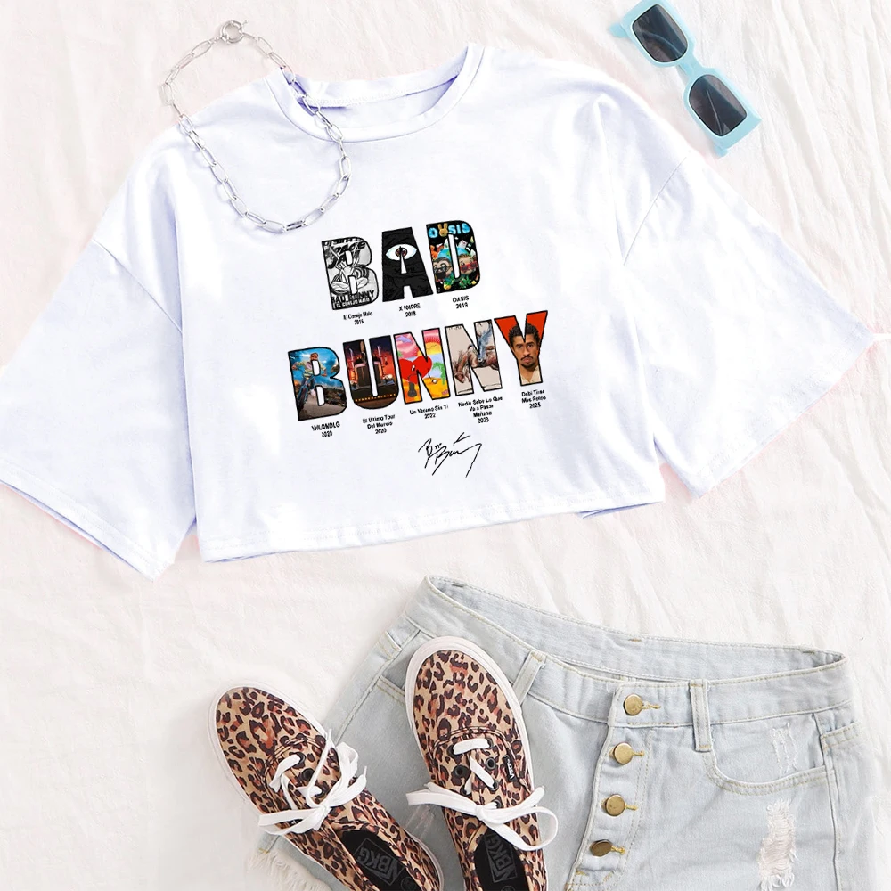 Debi Tirar Mas Fotos Shirt B Bunny All Albums Crop Tops T-Shirt Girls Fashion Women O-Neck Short Sleeve Fans Gift Baby T-shirt