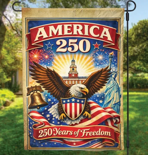 America 250 Garden Flag 250th Anniversary USA Years of Freedom Eagle Banner Deco PPZ