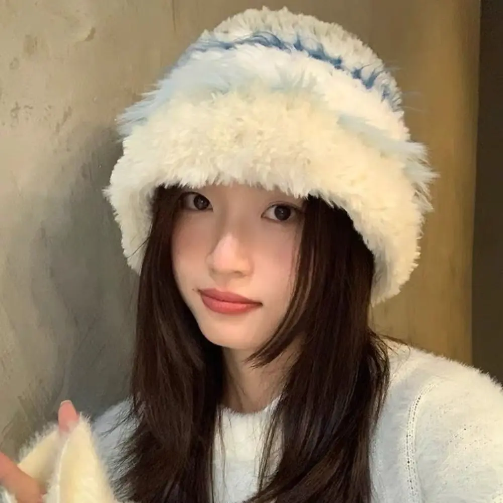 Faux Fur Bucket Hat Cold Protection Ear Protection Ear Flap Hat Korean Style Thick Large Head Circumference Hat Cold Weather