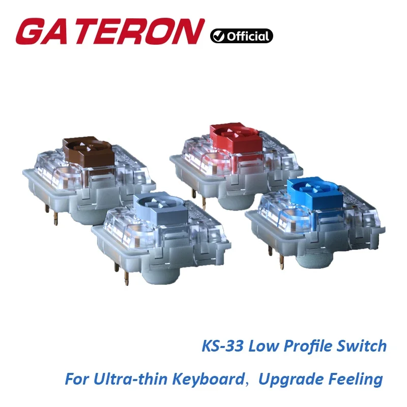 GATERON KS-33 Low Profile 2.0 Switch 3 Pin Blue Red Brown Silver RGB Customized DIY Hot Swap Mechanical Keyboard Shaft