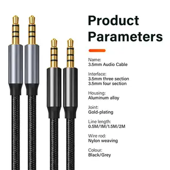 Pozlacený 3,5mm až 3,5mm TRRS 4pólový dlouhý Aux kabel pro telefon, sluchátka, mikrofon, hudbu do auta, HIFI stereo zvukový audio konektor 10 nejlepší prodej 3,5mm jack 4pólový - №2