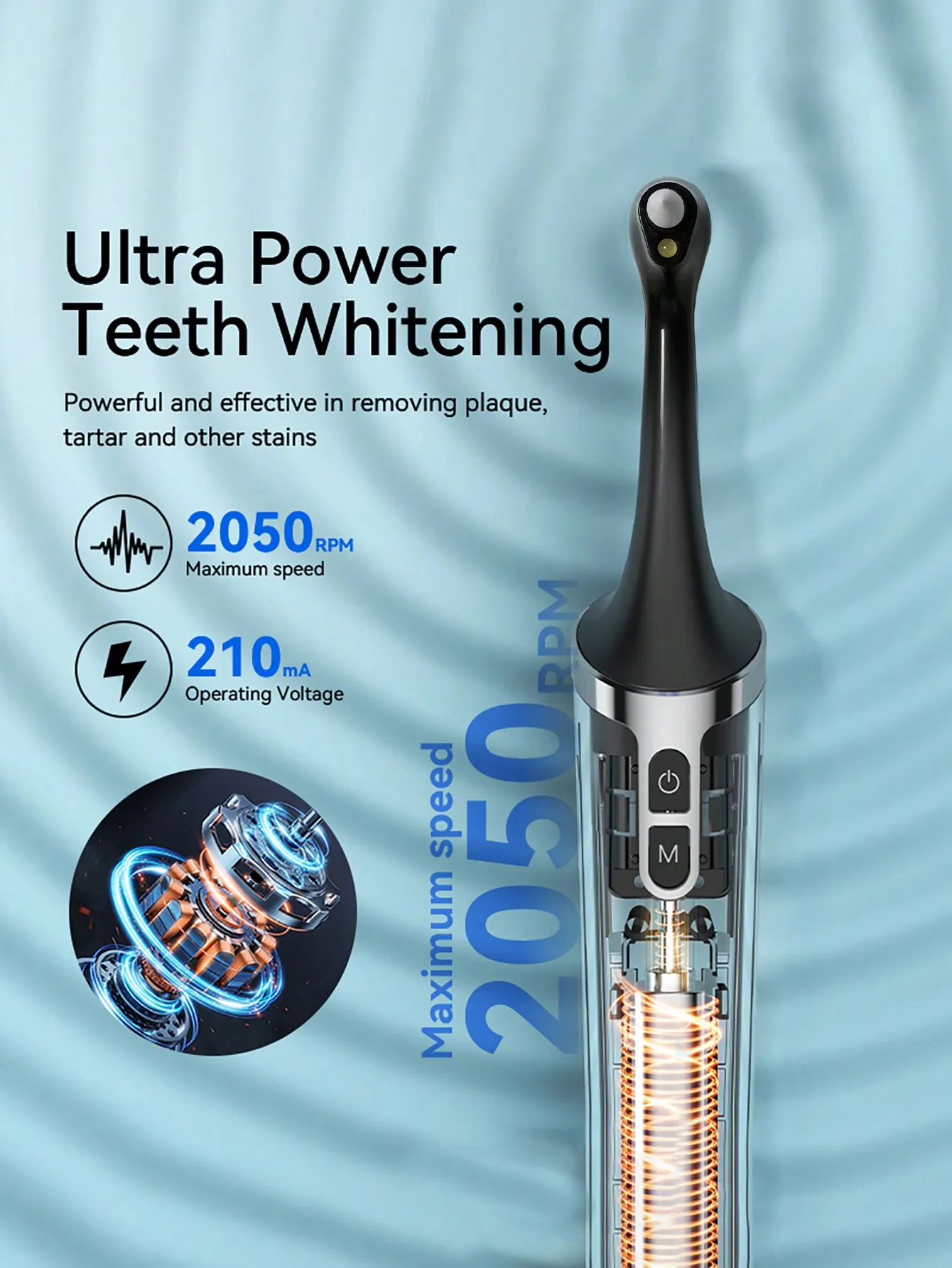 New electric toothbrush, rechargeable teeth whitening kit for daily teeth whitening and cleaning, travel and home, 5 speed modes