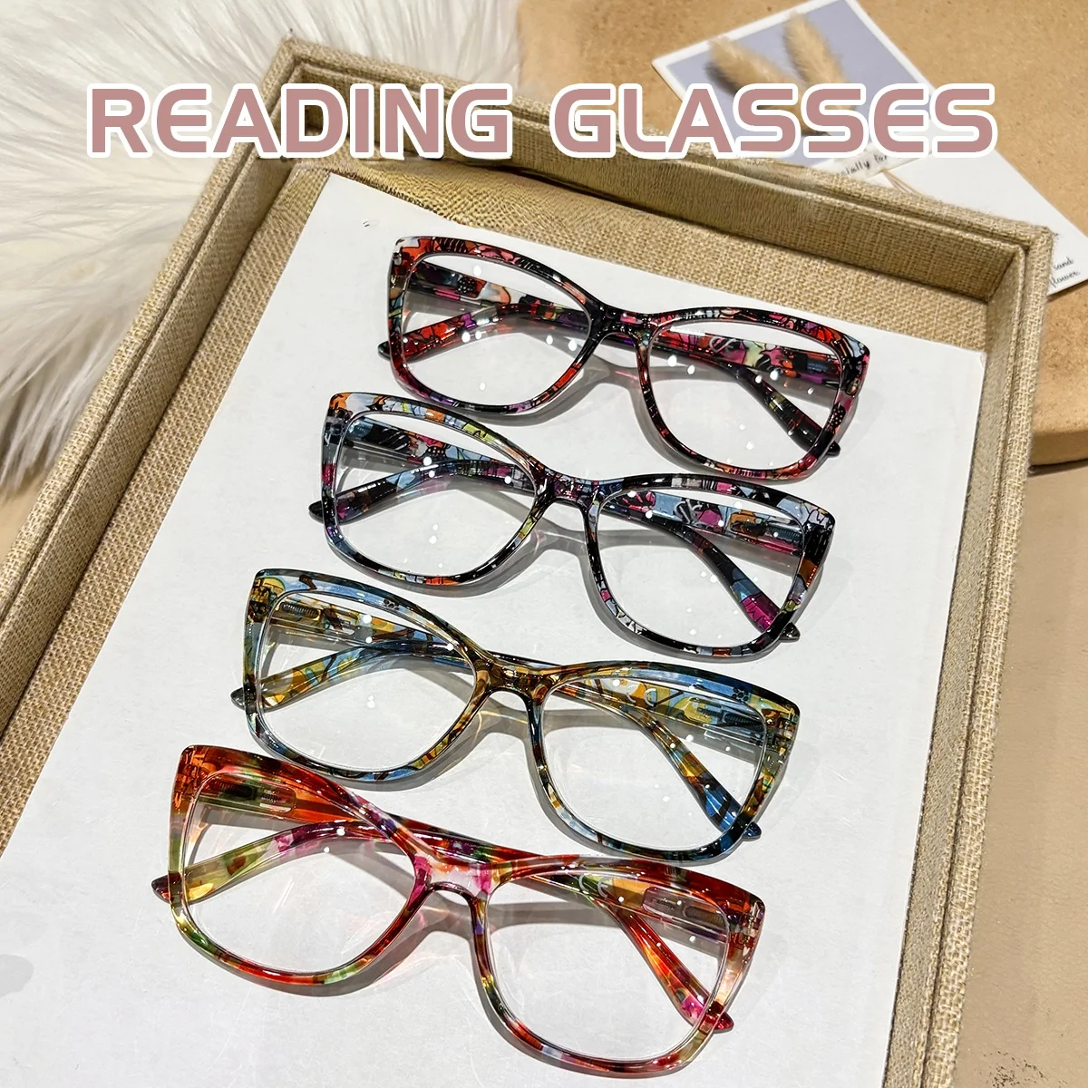 Vintage Eckige Lesebrille für Damen Neue Mode Vollrand Blaulichtfilter Brillen Trendige Presbyopie Optische Fassungen