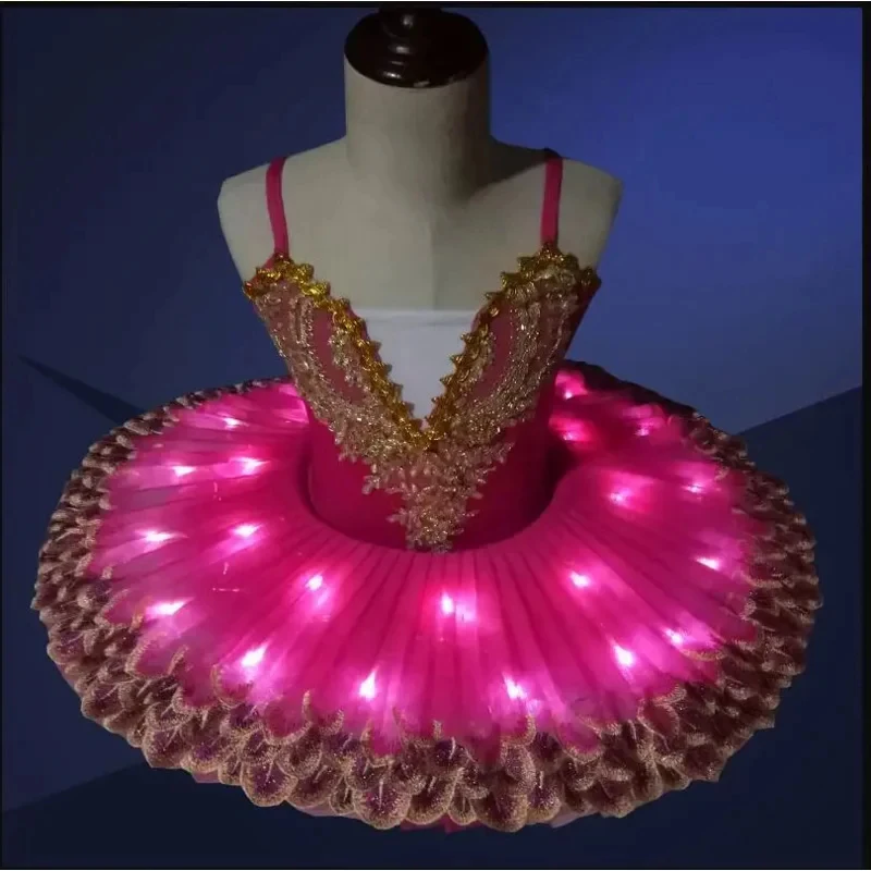 2026 New Professional Led Light Swan Lake Ballet Tutu Costume Girls Ballerina Dress Kids Ballet Dress Dancewear Stage Part FNBSC