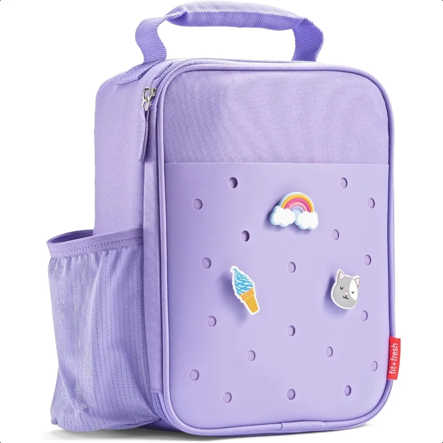 

Charm Lunch Bag For Thermal Insulated Lunch Box For Boys Girls With Shoe Charm Slots For Personalization School Lunch Box Purpl