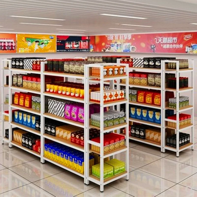 Custom.Supermarket التجزئة رفوف عرض أرفف المتجر وجبات خفيفة مستحضرات التجميل البقالة الأخشاب عرض متجر الراحة رف متعدد المستويات #6