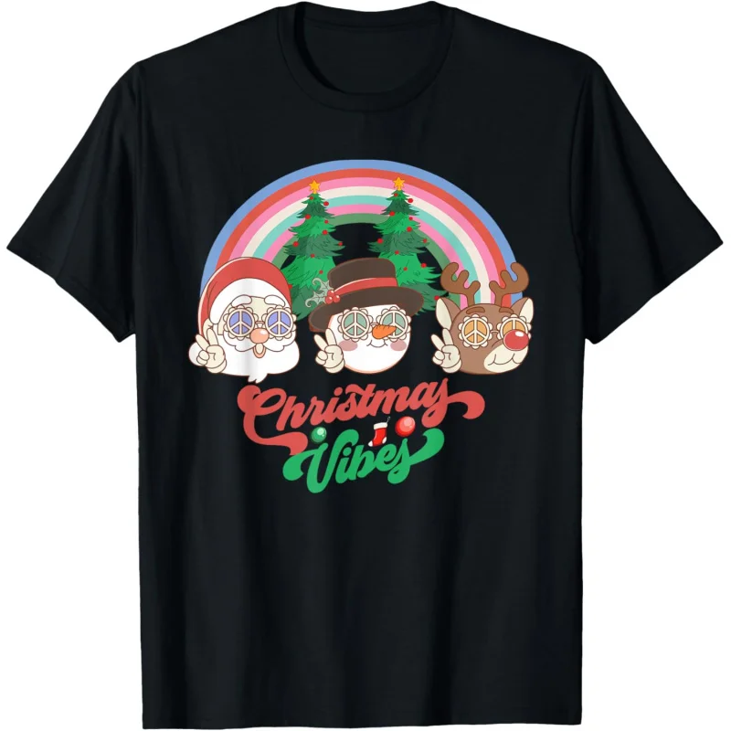 Groovy Peace Christmas Vibes Funny Santa Claus Holiday T-Shirt