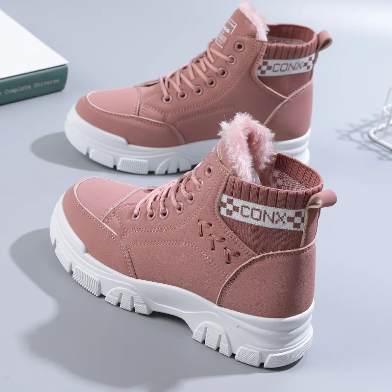 

Women Sneakers Boots Warm Plush Winter Shoes For Woman Wedges Boots High Heels Ladies Boot Women Leather Snow Boots Winter Shoes