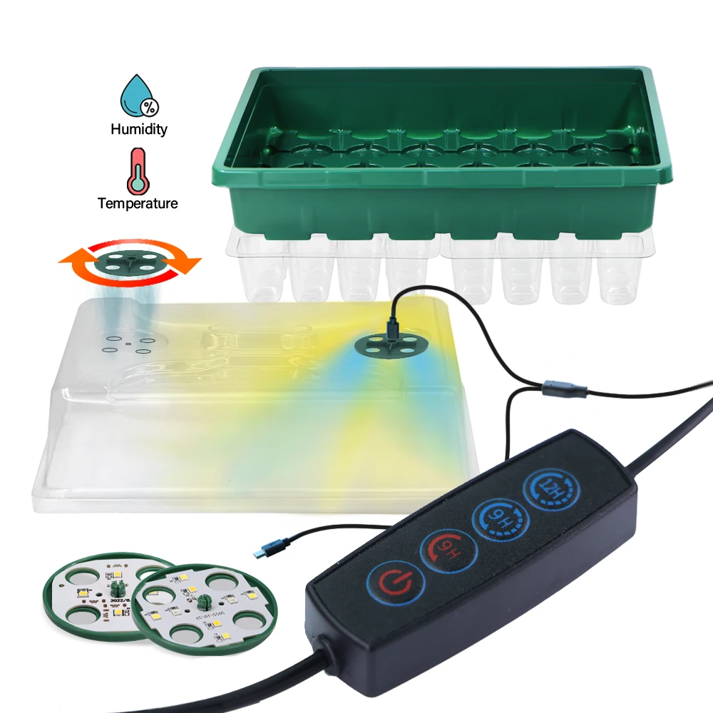 48-Cell Seed Starter Germinate Nursery Box with Grow Light Timer Controller for Indoor Garden Plant Cultivation Seedlings Tray