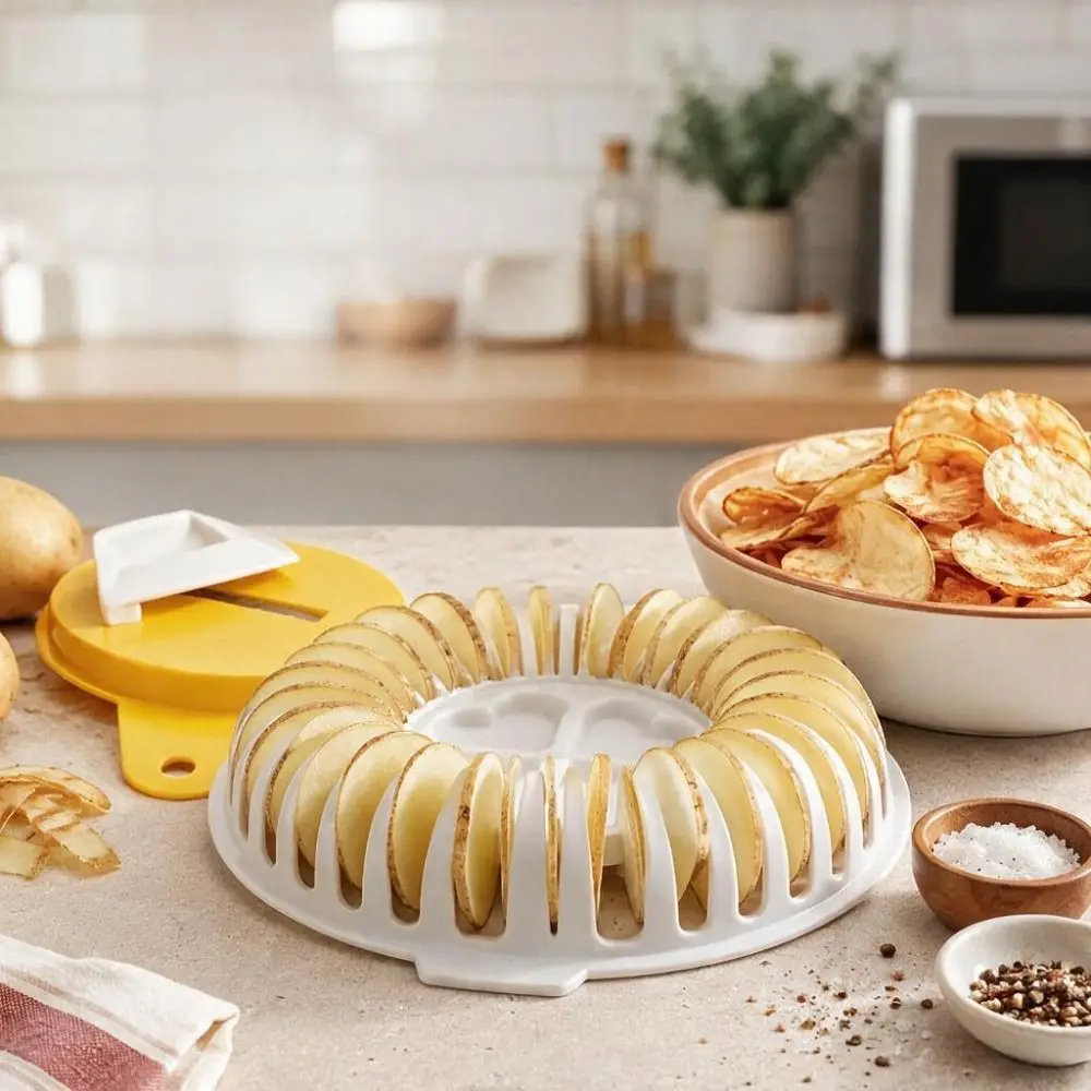DIY Microwave Potato Chip Maker Set Heat-resistant Plastic Homemade Potato Chips Maker with Hand Protector
