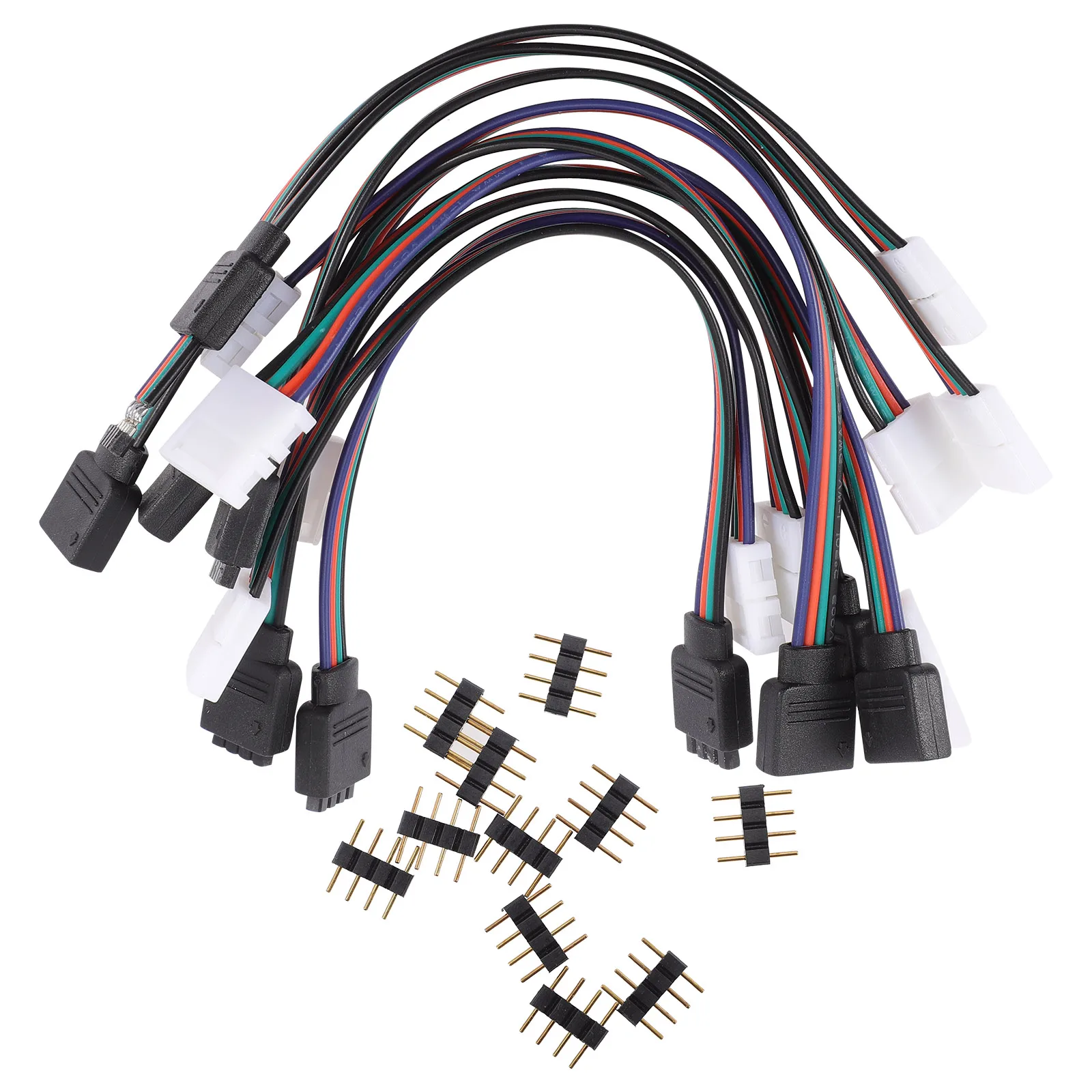 10pcs Led Light Strip Connector 4 Pin Rgb Solderless Adapter Fireproof Abs Connectors For Led Strip Lights Compact Controller