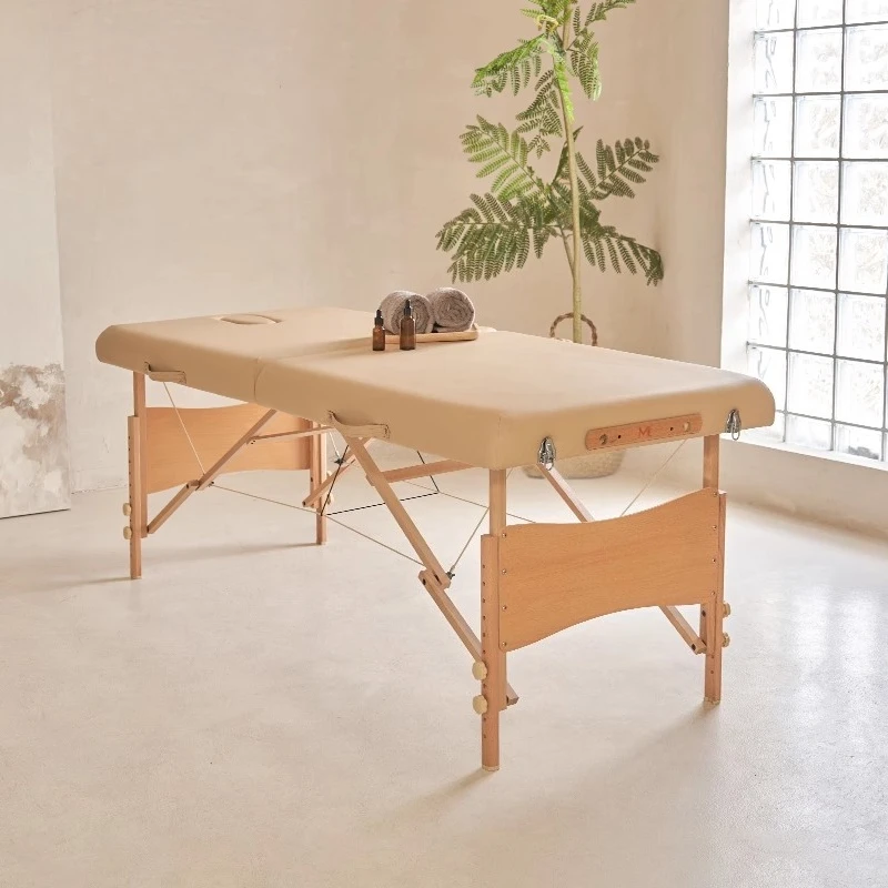 

Spa Folding Massage Tables Beauty Knead Ear Cleaning PU Leather Massage Tables Move Wooden Salon Furniture Массажный Стол MH