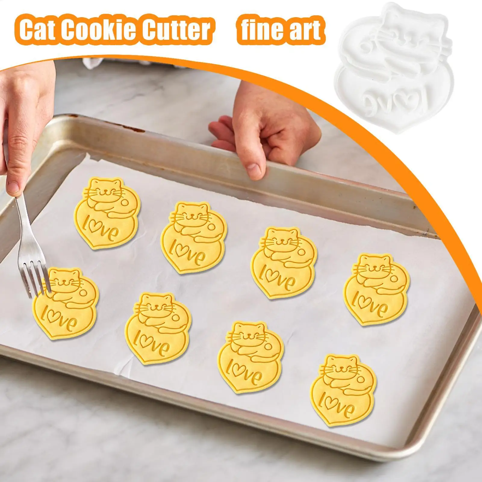 Cat Baking Mold Biscuits Cutter Stamp Cook Tool Easy Demolding Cute Mould For Baking Wedding Party Valentine Festival