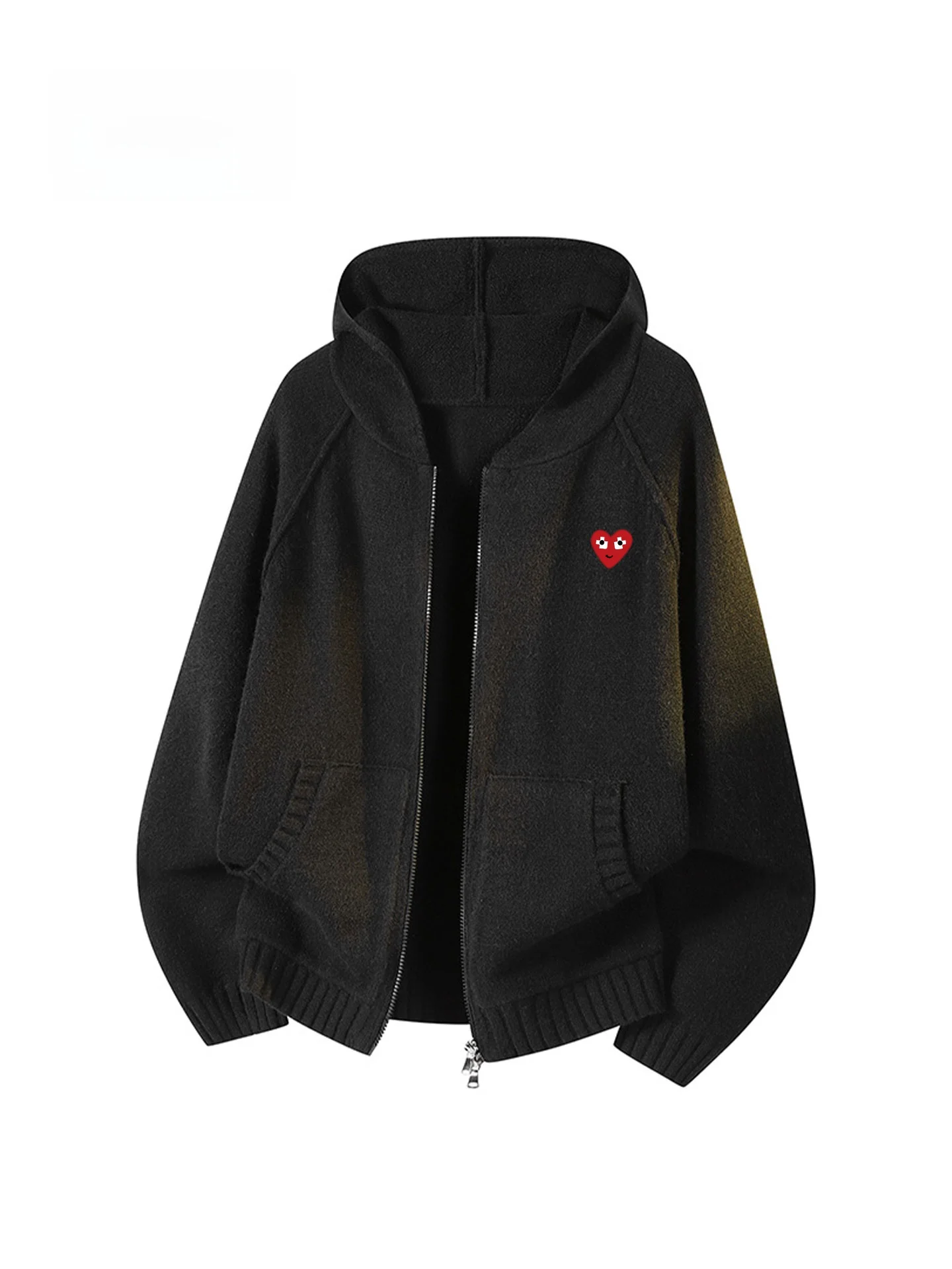 

Вязаный кардиган с капюшоном Play Hei, повседневный, легкий, унисекс, свободного кроя, зимний, теплый, модный, с узором Love Pattern