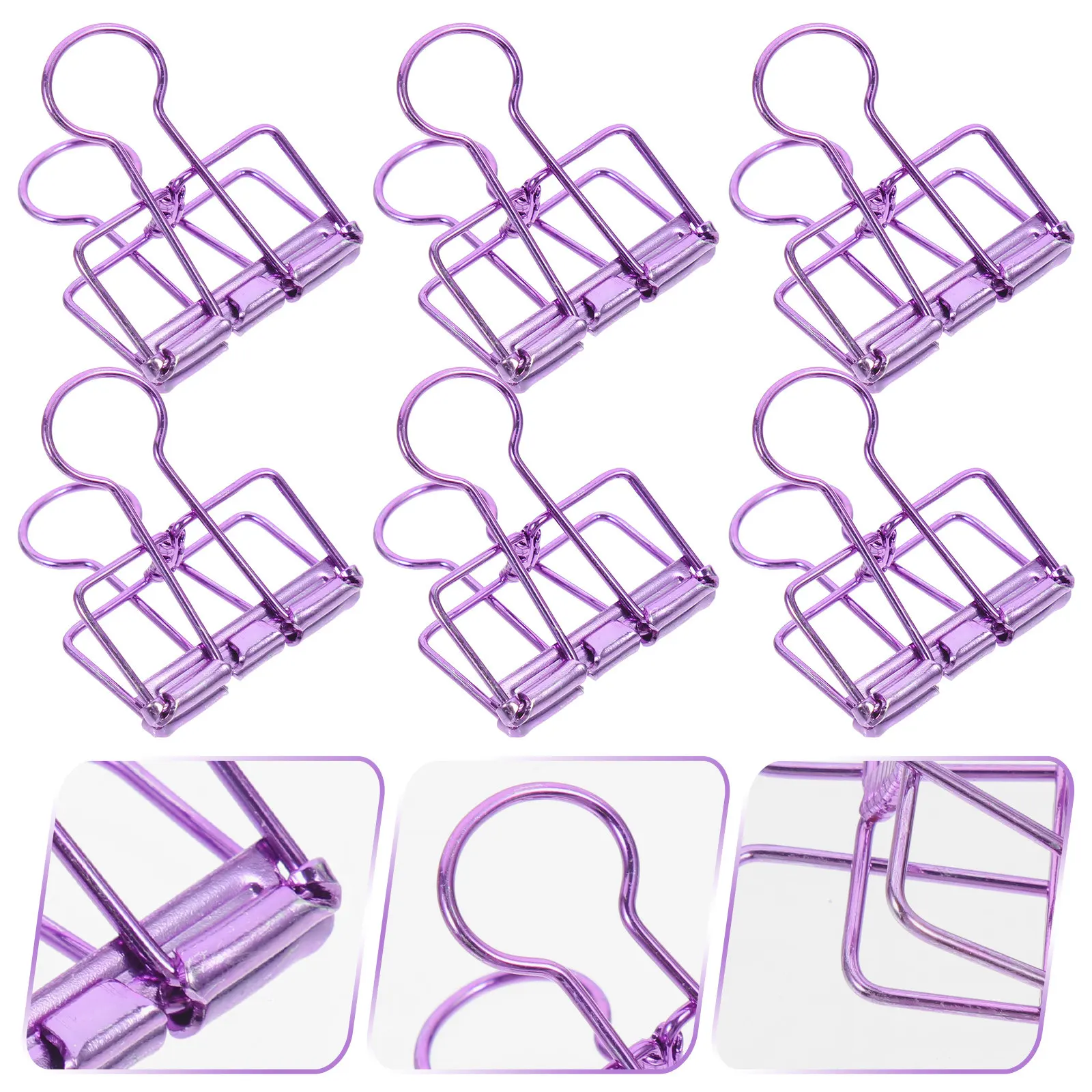 10 pinces de reliure en métal robustes, design creux, bords lisses, sans rayures, adhérence élastique pour papiers, rapports, factures, documents.