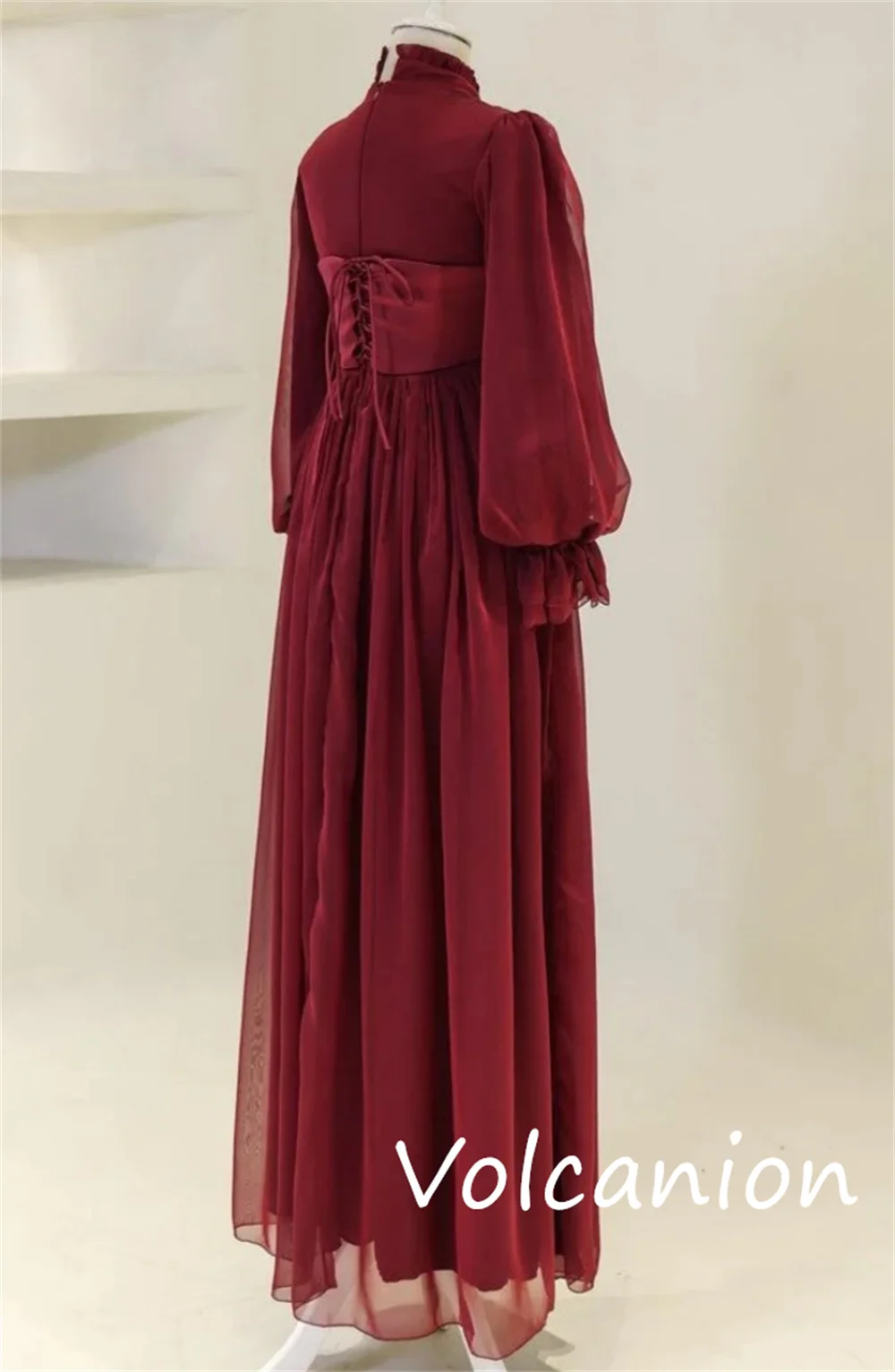 Personalizado estilo chinês net lantejoulas plissado a linha gola alta vestidos longos sob medida ocasião intrincado