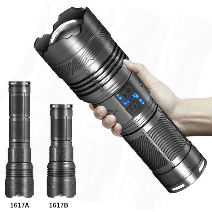 

High Strong Power Flashlights Leds Emergency Tactical Spotlights Zoom Telescopic Built-in Battery USB Rechargeable Camping Torch