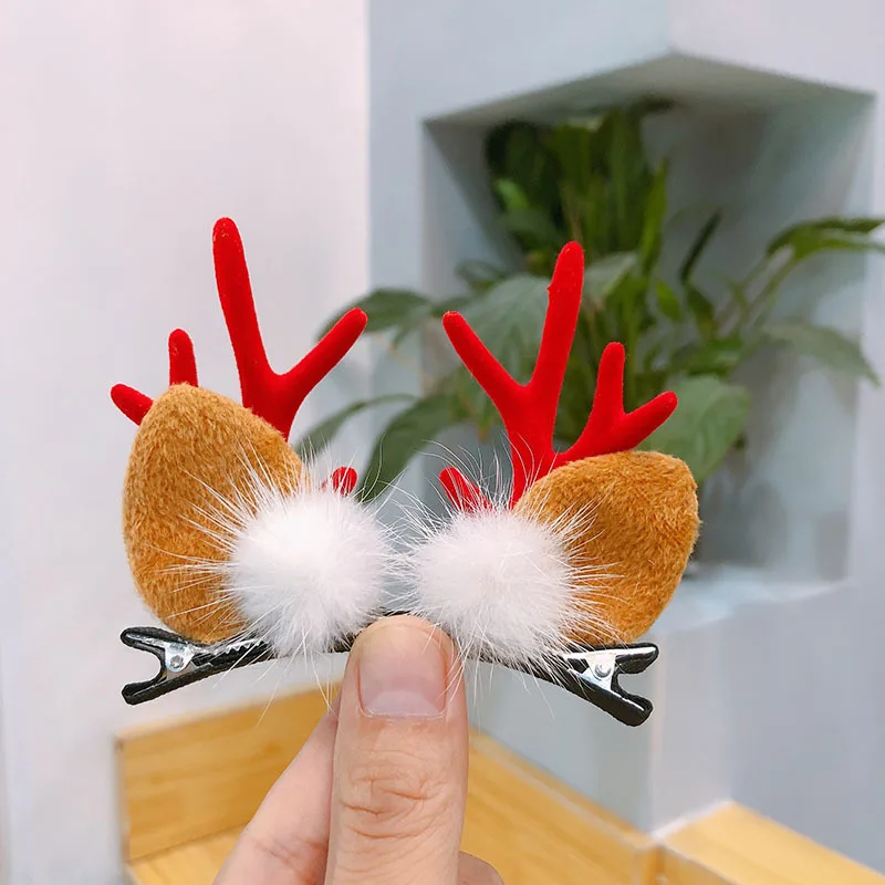 Natal crianças grampos de cabelo chifres de veado enfeites de natal estilo floresta chifres de veado acessórios para o cabelo