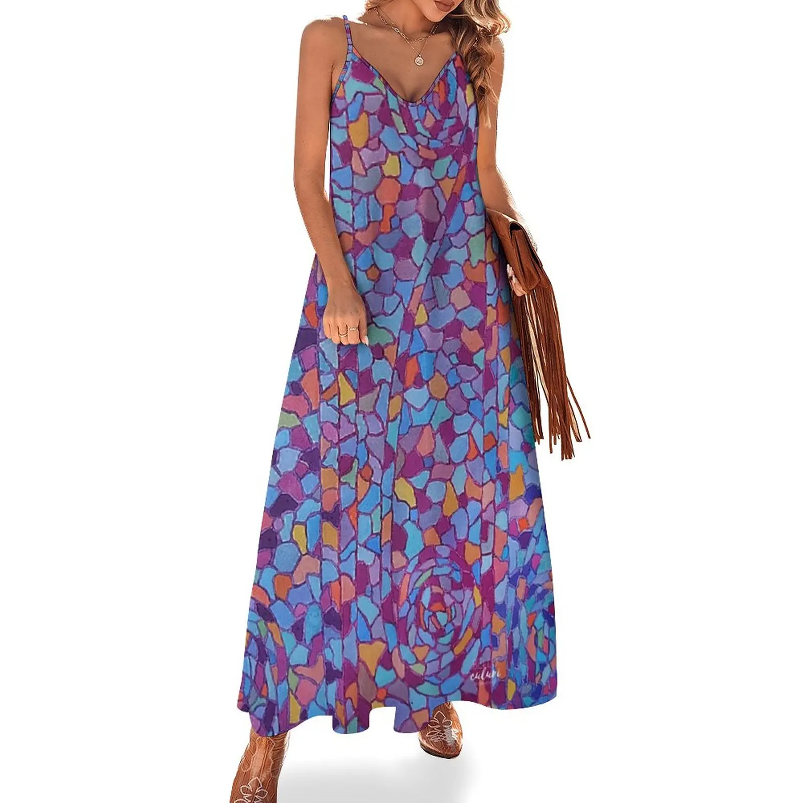 

Like a Mosaic Abstract Sleeveless Dress summer dress Womens dresses