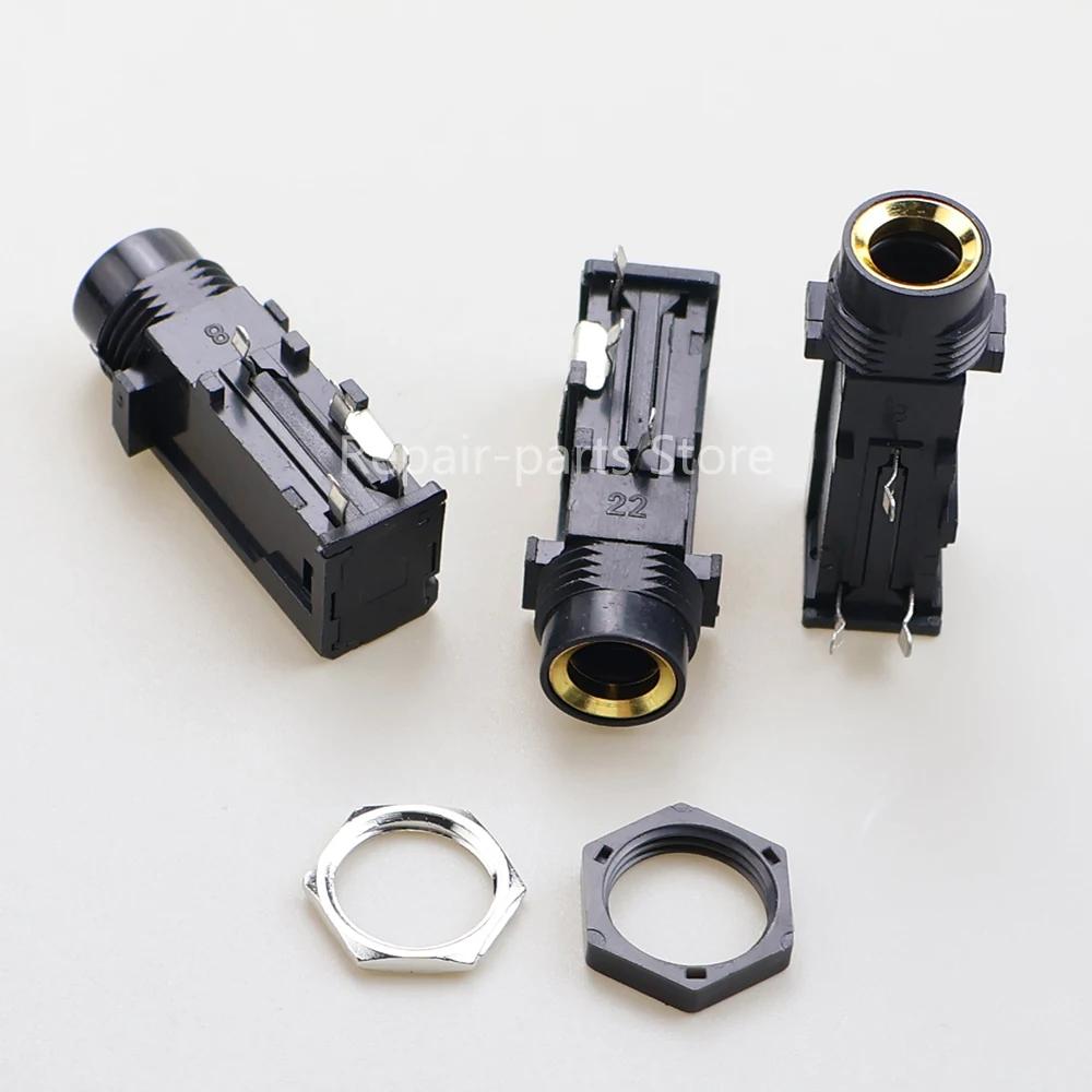 DIY 6,35 mm 6,5 mm Klinke vergoldet 3/4Pin Stereo Dual Channel Mikrofon Buchse Mutter 6,35 Audio gerade Klinke Stecker – Detail 5
