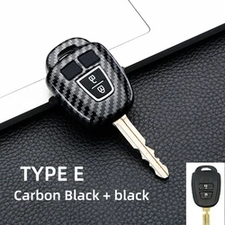 ABS Carbon Car Key Case Cover Fob Shell Cover Holder For Toyota Aqua Ractis Vitz RAV4 HiAce Land Cruiser 2010-2019 Keychain