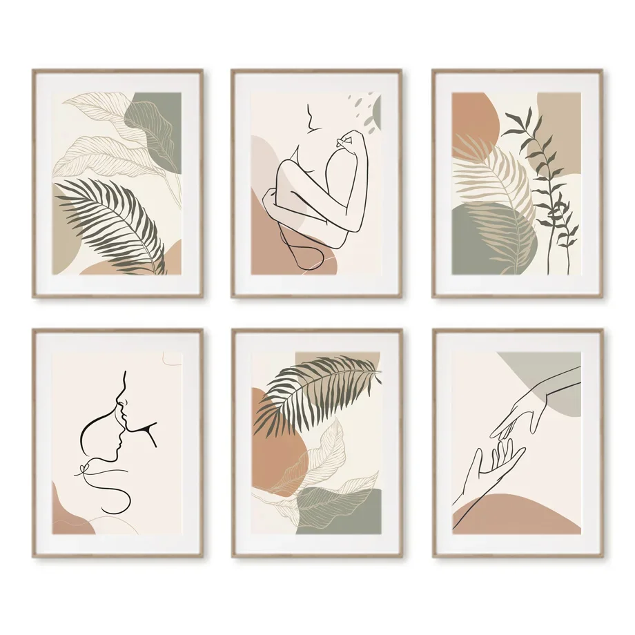 بوهو مجردة نباتات النخيل ملصقات حب أوراق الشجر ، فن الطبيعة الشمال ، ديكور المناظر الطبيعية ، طباعة قماش ، صور اللوحة ، غرفة المعيشة #5