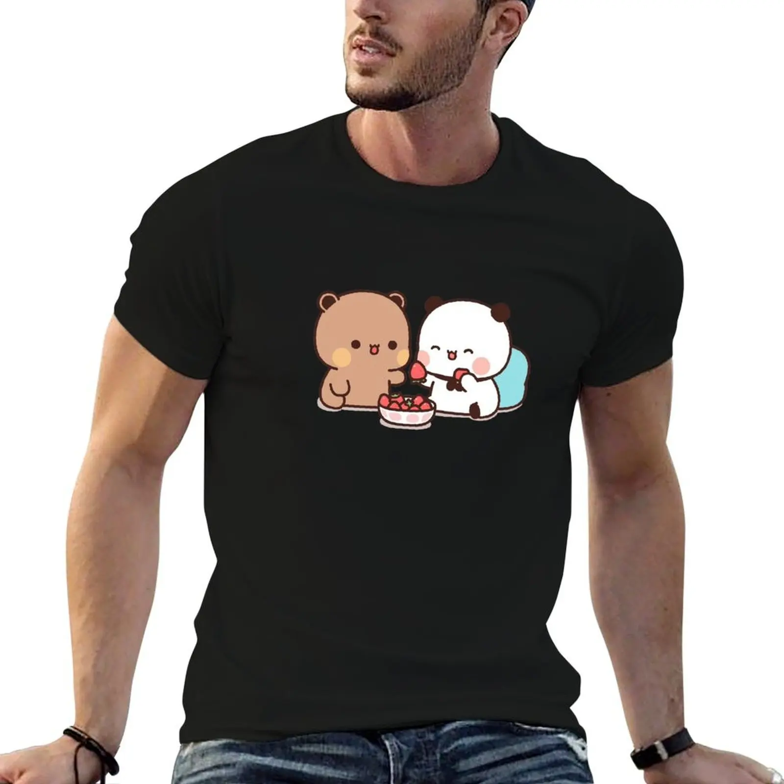 Bubu and Dudu Cute Bear Couple Panda Yier Bubu Brownie Bear T-Shirt oversizeds t shirts men