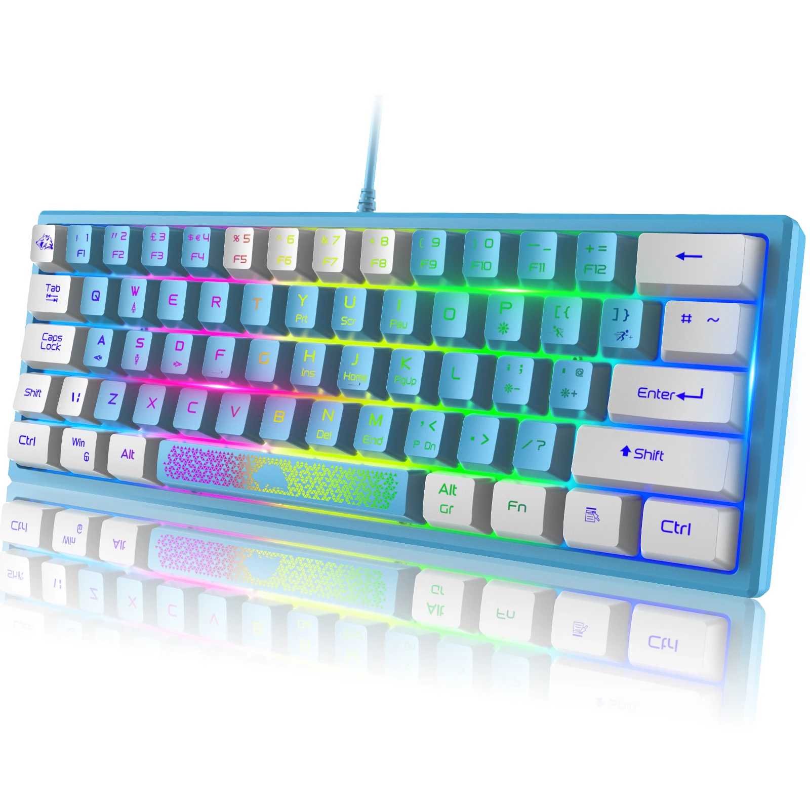 ZIYOU LANG K61 60% Percent Gaming Keyboard, Compact RGB Chroma Backlit STK61-Wired Mechanical Feel Membrane Keyboard