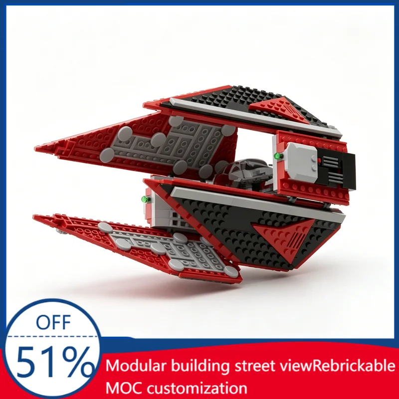 425pcs MOC Sci Fi Fighter Interceptor Model Creative Custom Building Blocks Diy Assembly Educational Space Vehicle Toy Gift For