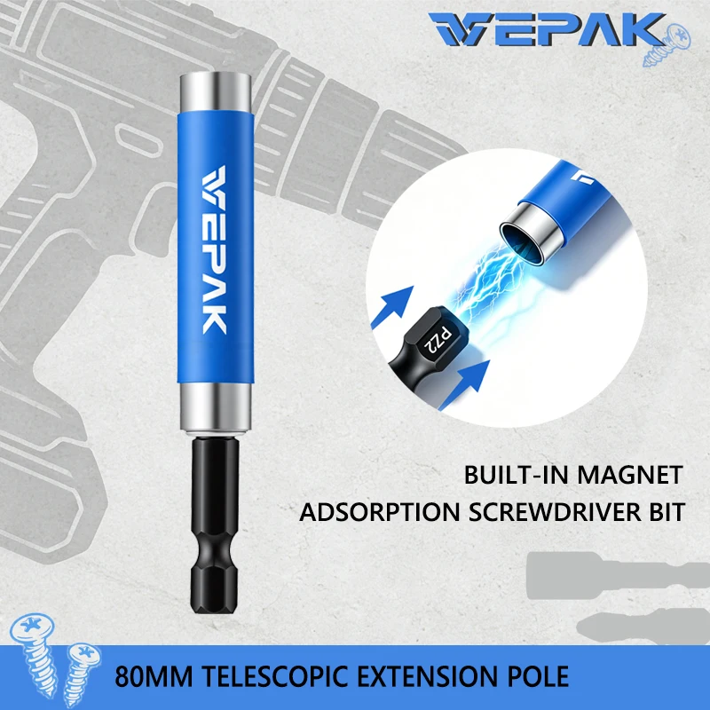 VEPAK VP1BT80-S Screw Guide Bit Holder Hex Shank 80MM  Retractable Sturdy Durable Tool Accessories