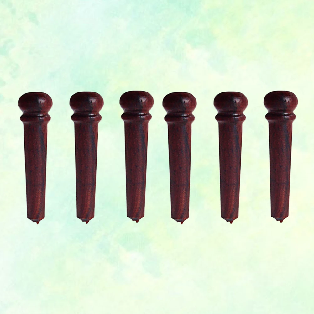 

6pcs Acoustic Guitar Bridge Pins Natural Redwood High Strength Wear Resistance Vintage Style Enhance Sound Ideal Replacement
