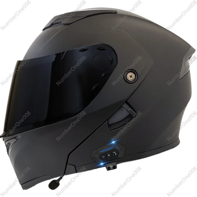 

Motorcycle Helmet Men and Women Four Seasons plus Size Full Covered Double Lens Bluetooth Modular Helmet