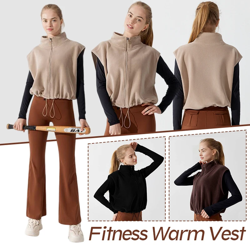 Women Autumn Winter Warm Velvet Waistcoats Running Yoga Fitness Jacket Warm Fleece Coat Outerwear Sleeveless Jackets Vest