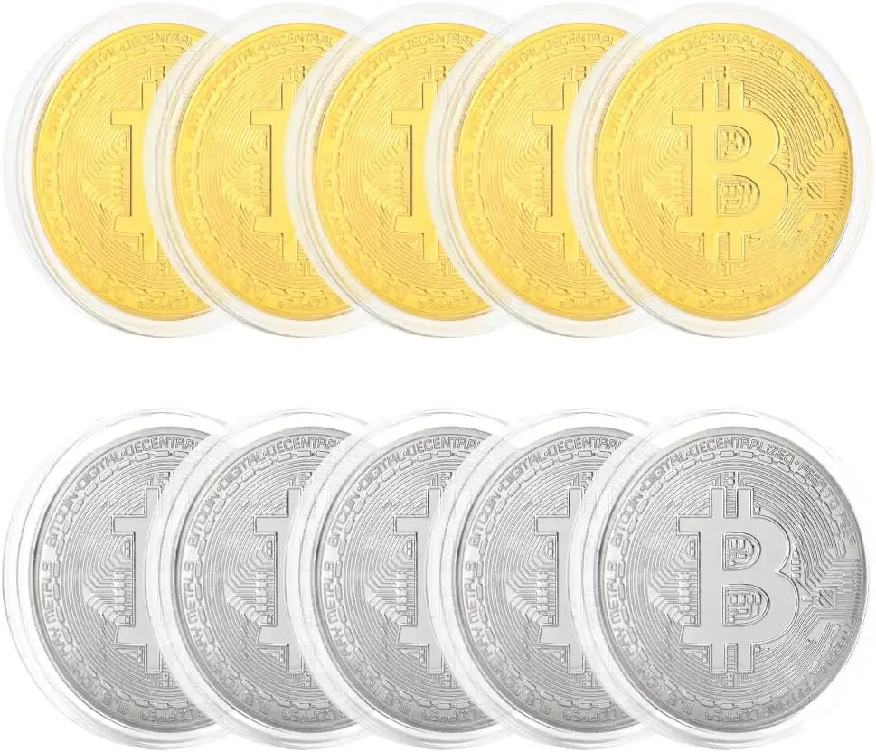 Bitcoin Coin Commemorative Cryptocurrency Token Collectible in Protective Acrylic Display Case Perfect for Crypto Enthusiast