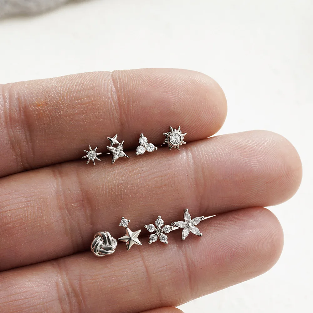 1PC Chirurgische Edelstahl Ohrringe für Frauen Zierliche Ohrringe mit flacher Rückseite Ohrstecker 20G CZ Knorpel Helix Tragus Conch Lobe Piercing – Detail 1