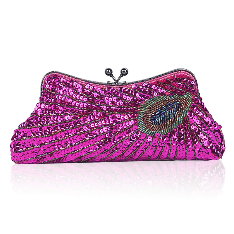 Bead Embroidered Sequined Dinner Bag Peacock Hand Shoulder Oblique Span Women's Dress Bag Handtaschen Luxus Bolsos De Lujo Mujer