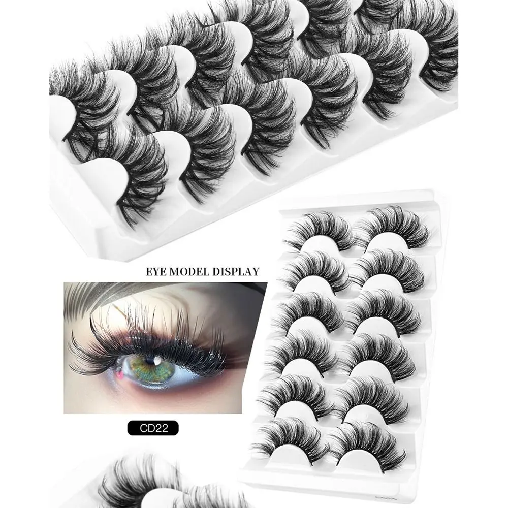 Fofo Faux Mink Eye Lashes, portátil, grosso, natural, cílios postiços, extensão artesanal, ferramenta cosmética, maquiagem, 6 par