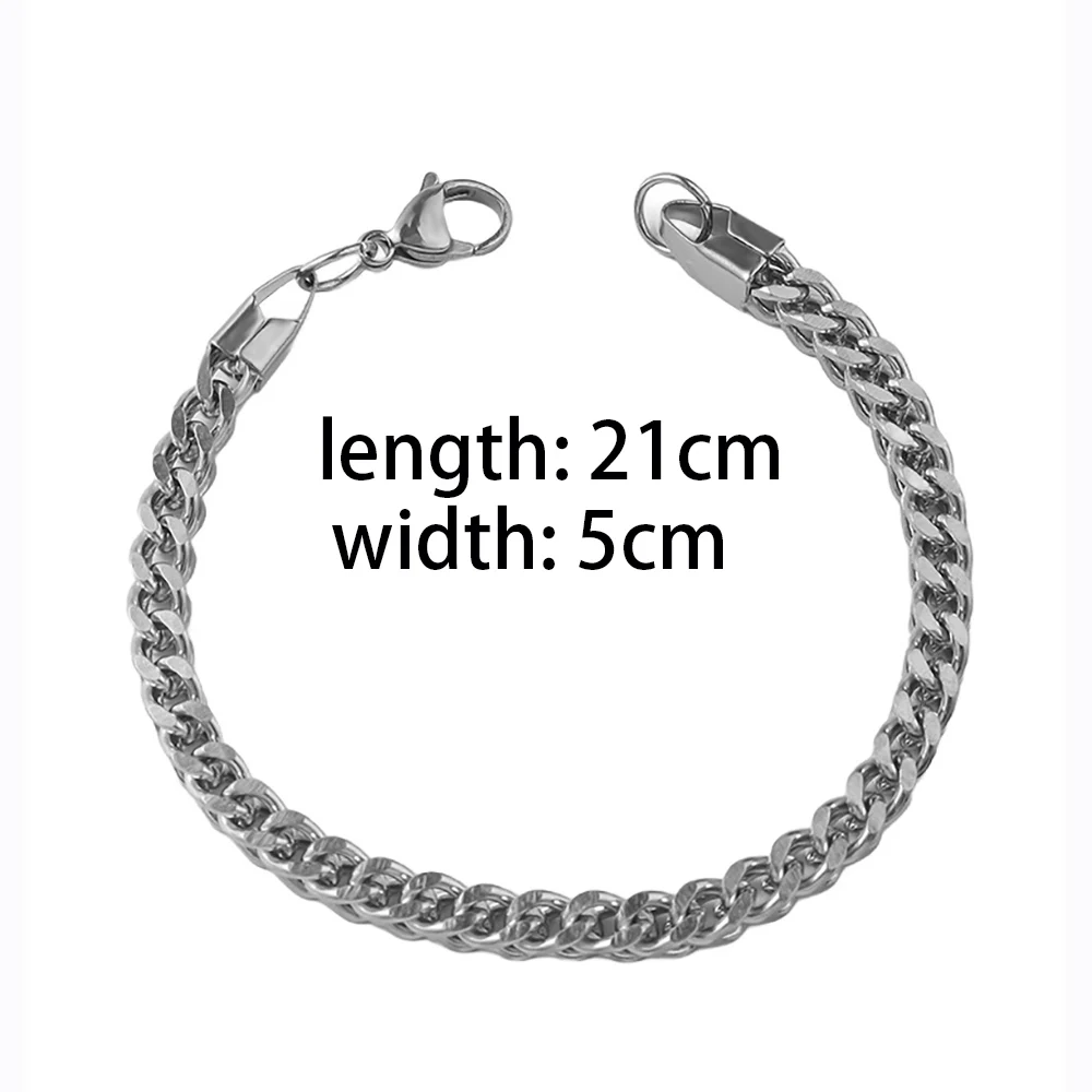 Double-Deck Stainless Steel Chain Fashion Domineering Dragon Bone Link Bracelet Retro Biker Punk Rock Bracelet for Men