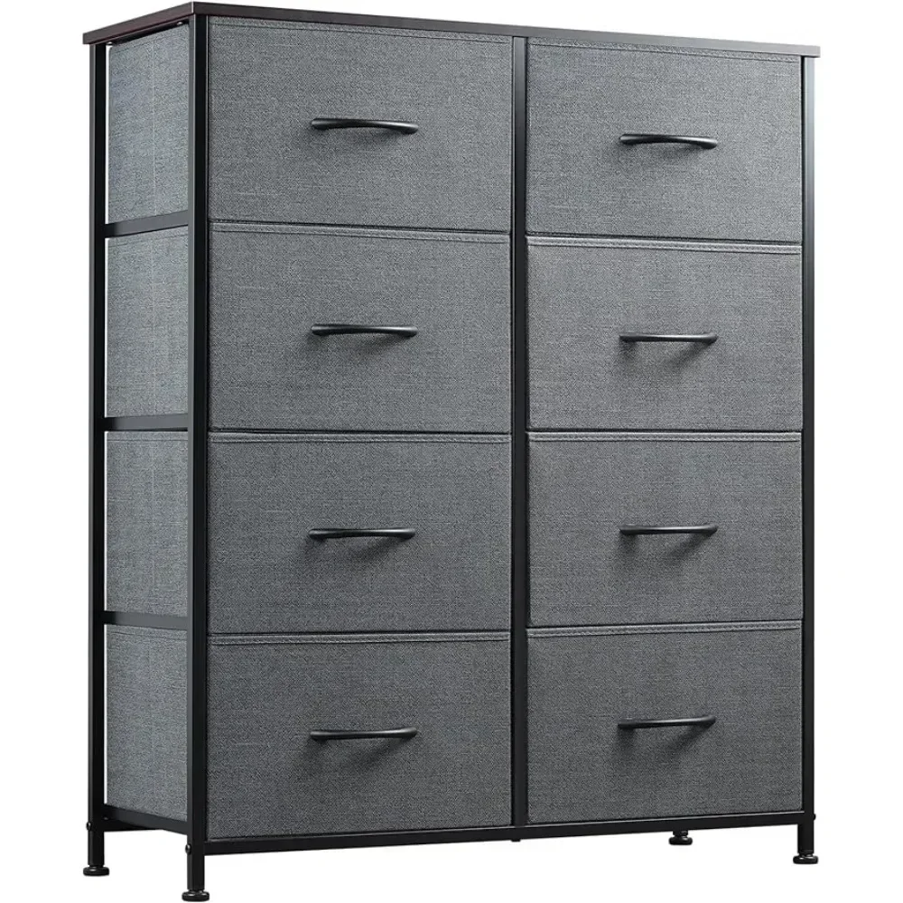 

Fabric Dresser for Bedroom, Tall Dresser with 8 Drawers, Storage Tower with Fabric Bins, Double Dresser