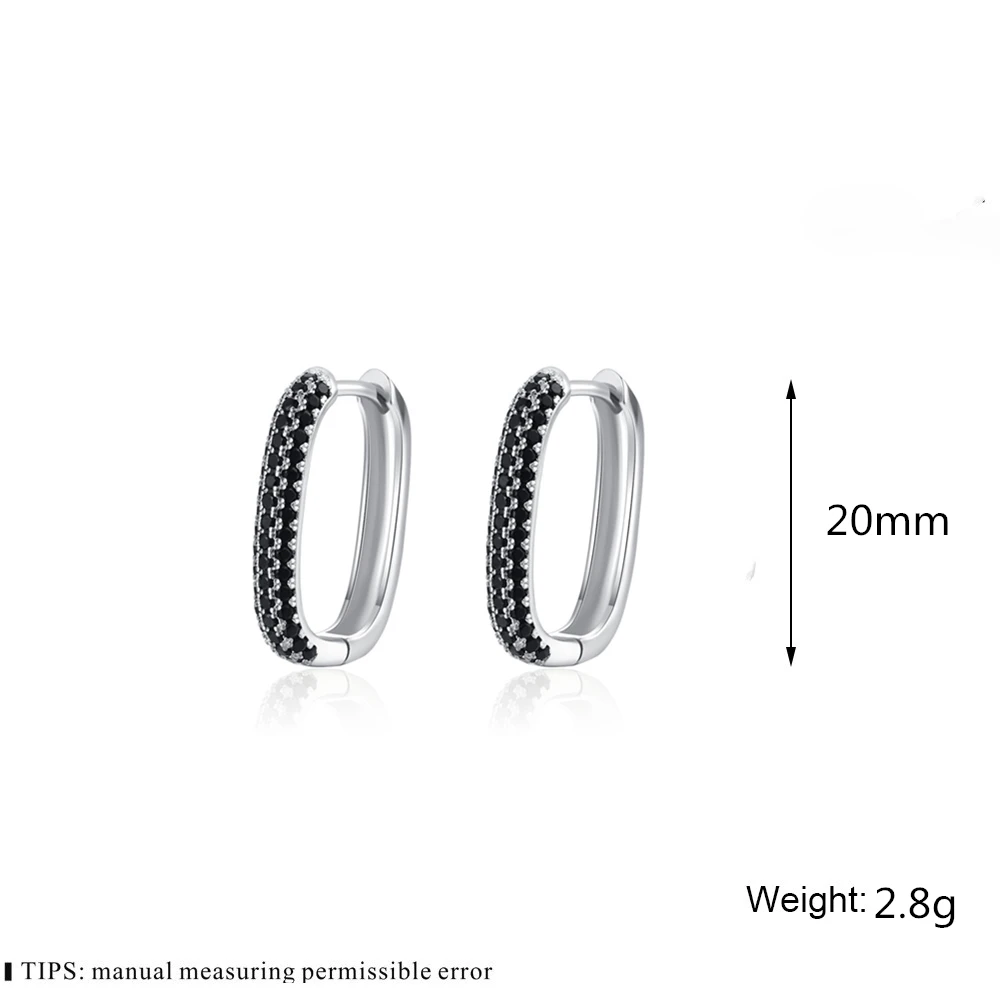 Black Awn 2024 New Square Circle Hoop Earrings For Women Shiny Cubic Zircon Earring Trend Party Jewelry Couple Gift  I267