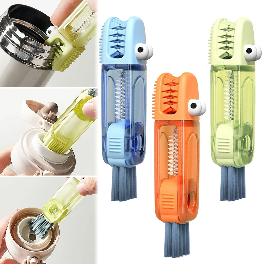 

3 in 1 Portable Cup Lid Cleaner Bottle Cleaner Brush Multifunctional Cup Cleaning Brush for Baby Bottle Tight Spaces Cup