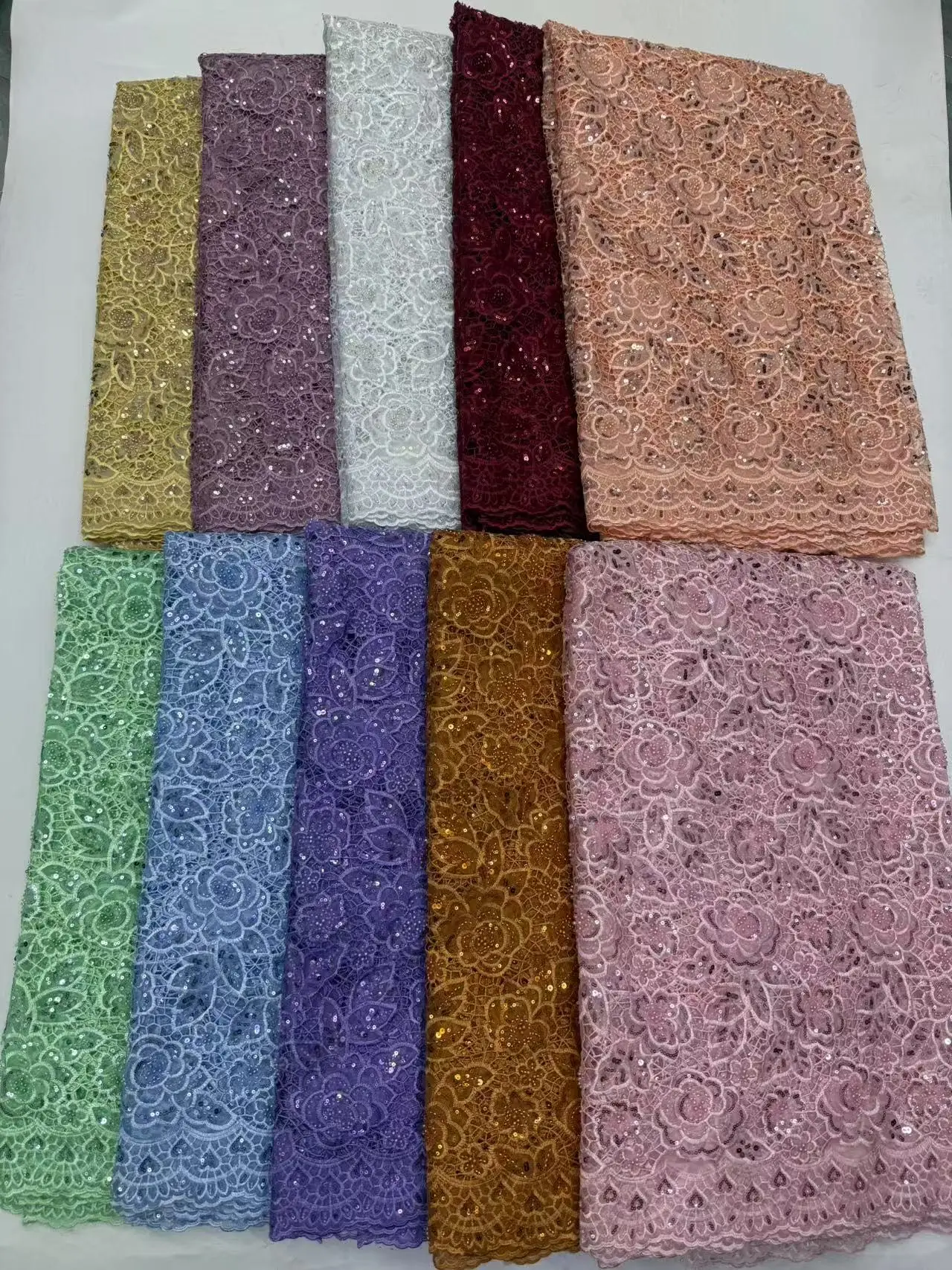 White African Guipure Cord Lace Fabrics 2025 Style Nigerian Water Soluble Beads Lace Fabrics 5 Yards for Wedding Party Dresses