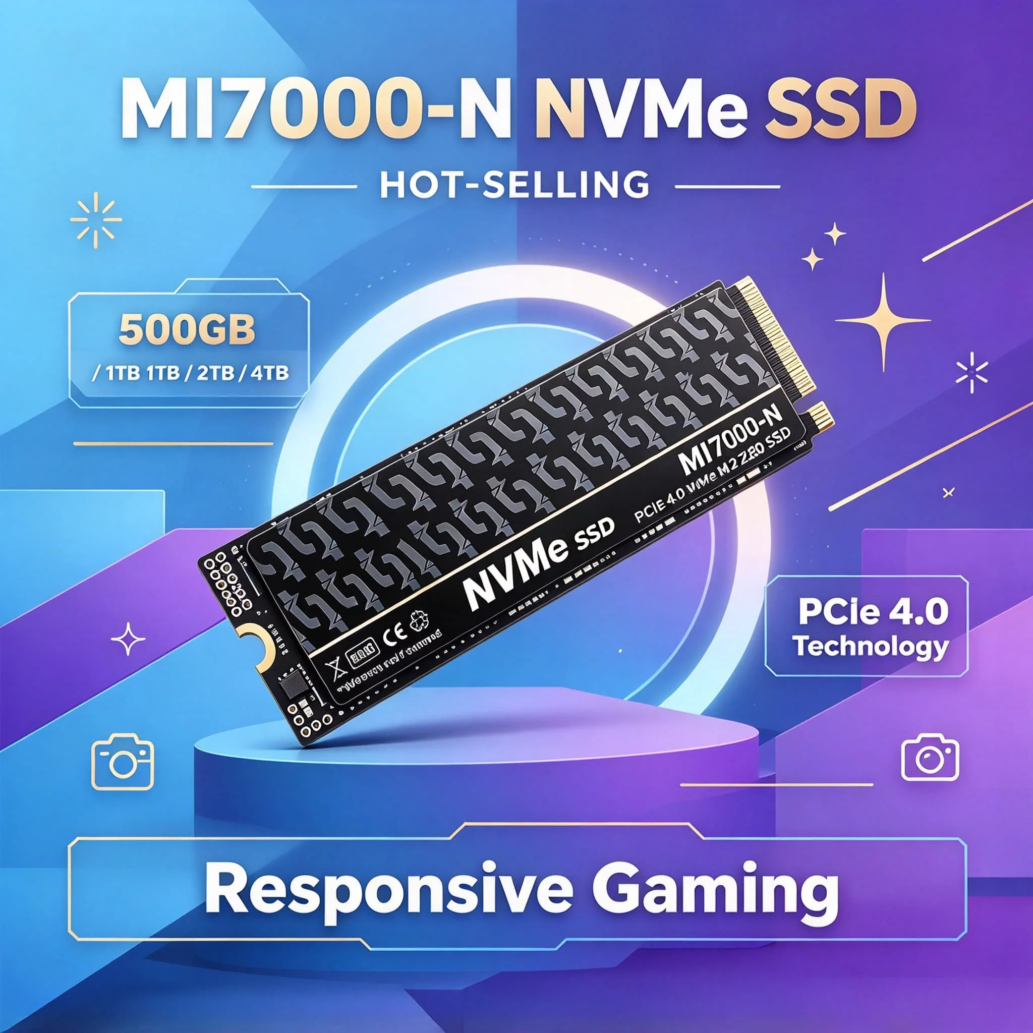 MI7000N 500GB 1TB 2TB 4TB PCIe4 M.2 NVMe SSD Internal Solid State Drive for Gaming Office PC Laptop High Speed Pro 3500MB/s