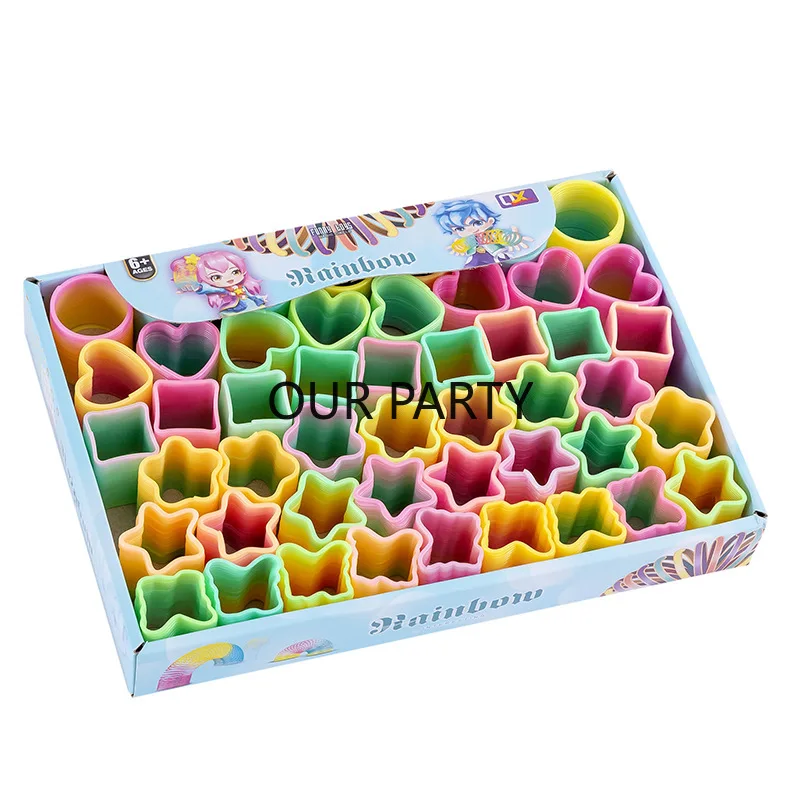 10Pcs Mini Neon Rainbow Magic Spring Toys for Kids Birthday Party Favors Wedding Guest Gifts Pinata Fillers School Prizes