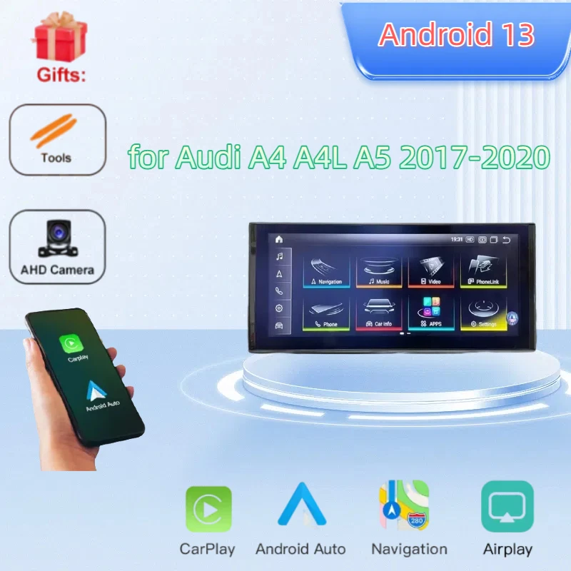 

Android 13 IPS Screen 8-Core Car Multimedia Player GPS Navigation Built-in CarPlay 4G for Audi A4 A4L A5 2017-2020 Head Unit
