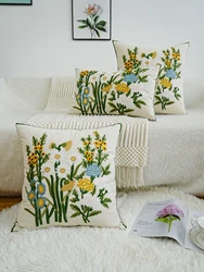 Exquisite Garden Floral Embroidered Cushion Cover Without Core For Various Room
