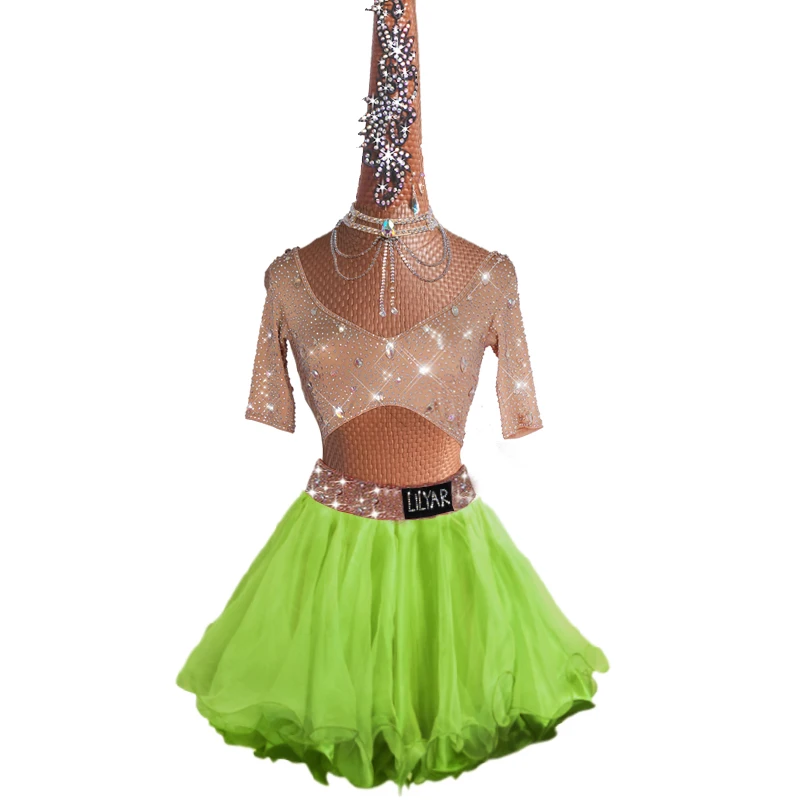 Latin dance competition costumes, performance costumes, half skirts, colorful dance skirts, short skirts, various colors