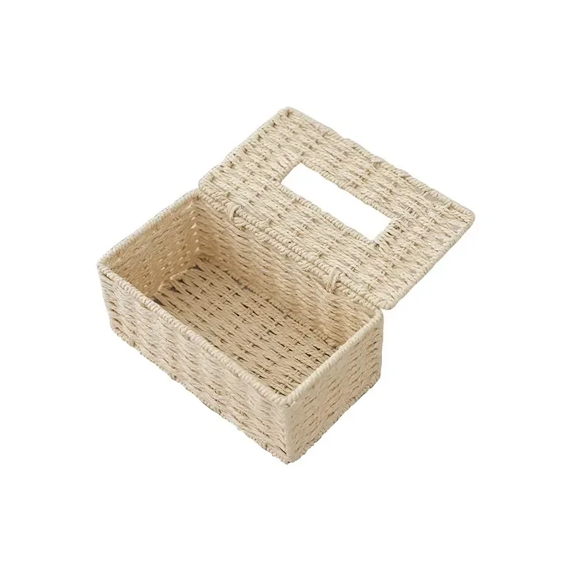 Modern Simple Woven Tissue Box Imitation Rattan Creative Home Living Room Car Coffee Table Storage Carton Wholesale